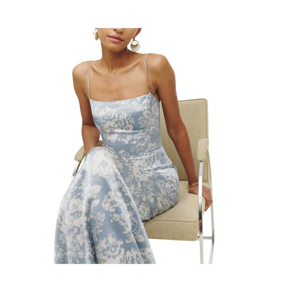 Reformation Dresses & Skirts - Reformation 'Frankie' Blue Silk Dress Size 4